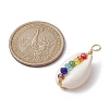 5Pcs Natural Shell Copper Wire Wrapped Pendants PALLOY-JF02317-05A-2
