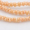 Pearl Luster Plated Glass Bone Beads Strands GLAA-A029A-PL03-1