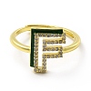Mixed Color Enamel Initial Letter Adjustable Ring with Clear Cubic Zirconia RJEW-P045-01G-F-2