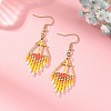 Glass Beads Braided Dangle Earrings EJEW-MZ00786-02-1