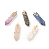 Natural Mixed Gemstone Pointed Pendants PALLOY-JF01501-1