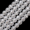 Electroplated Natural Agate Beads Strands G-B191-A07-6mm-20-2