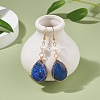 Natural Lapis Lazuli Teardrop Dangle Earrings with Natural Pearl EJEW-JE04850-03-2