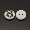 2-Hole Flat Round Number Printed Wooden Sewing Buttons X-BUTT-M002-8-2