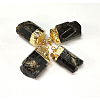 Golden Tone Brass Tourmaline Pendants G-J264-04-2