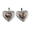 Natural Rhodonite Peach Love Heart Pendants G-G158-01R-1