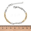 304 Stainless Steel Dapped Chains Bracelets for Women BJEW-D466-08B-GP-3