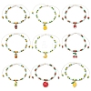 9Pcs Fruit Theme Alloy Enamel Charm Bracelets BJEW-MZ00206-2