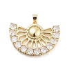 Fan Shaped Rack Plating Brass Micro Pave Cubic Zirconia Pendants KK-G512-28A-G-1