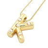 Brass & Plastic Pearl Letter Pandent Box Chain Necklaces for Women NJEW-U017-01G-11-2