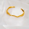 304 Stainless Steel Textured Wave Open Cuff Bangles for Women NJ1882-4