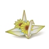 Paper Crane & Sunflower Alloy Enamel Pin Backs for Clothes for Women JEWB-F043-02C-1
