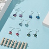Electroplated Glass Star Dangle Earrings EJEW-JE05160-2