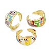 Mask Brass Enamel Cuff Rings RJEW-L113-039G-4