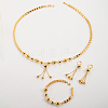 Elegant Brass Bead Tassel Pendant & Earrings & Necklace Bracelet Set for Women LC6579-1