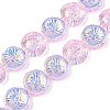 Half Electroplate Baking Paint Glass Beads Strands EGLA-K061-11A-AB05-1
