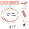 Glass Beaded Flower Pendant Single Face Medium Orchid Velvet Ribbon & Brass Cable Chain Double Layered Choker Necklaces NJEW-TAC0041-3