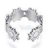 Non-Tarnish 304 Stainless Steel Flower Open Cuff Ring for Women RJEW-N040-29-3