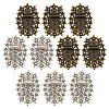 CHGCRAFT 10Pcs 2 Colors Oval Floral Alloy Display Base ODIS-CA0001-17-1