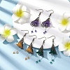 3 Pairs 3 Colors Glass & Acrylic Flower Dangle Earrings EJEW-TA00409-4