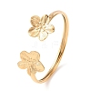 304 Stainless Steel Flower Cuff Bangles for Women BJEW-Z157-02G-01-2