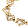 Rack Plating Brass Pave Clear Cubic Zirconia Heart Link Chain Bracelets for Women BJEW-R317-12G-2