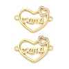 Mother's Day Brass Micro Pave Cubic Zirconia Heart with Word Mama Connector Charms KK-M324-01D-G-1