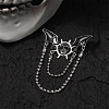 Halloween Skull Bat Alloy Enamel Hanging Chain Brooch with Double Chains PW-WGF646C-01-2