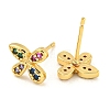 Rack Plating Brass Micro Pave Clear Cubic Zirconia Stud Earrings EJEW-N055-02G-01-RS-2