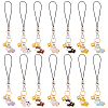 14Pcs Cell Phone Strap Charm Cow & Heart Enamel Charm Hanging Keychain for Women HJEW-PH01847-1