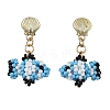 Glass Seed Bead Dangle Stud Earrings EJEW-MZ00283-3