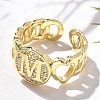 Brass Micro Pave Clear Cubic Zirconia Open Cuff Rings for Women RJEW-K289-02G-M-3