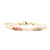 Bohemian Dyed Synthetic Shoushan Stone Cuboid and Glass Beaded Bracelets with 304 Stainless Steel End Chains PX2979-9-1