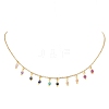 Natural Amethyst & Sunstone & Ruby & African Turquoise(Jasper) Faceted Round Bib Necklaces NJEW-JN05082-1