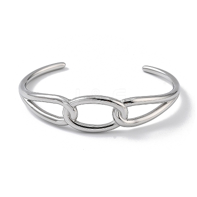 304 Stainless Steel Cuff Bangles for Women BJEW-Z078-16P-1