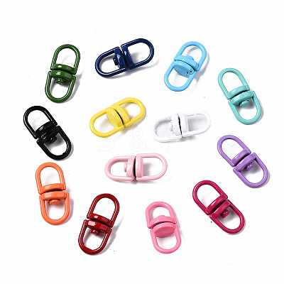 Spray Painted Eco-Friendly Alloy Double Eye Swivel Clasps X-PALLOY-T080-03-NR-1