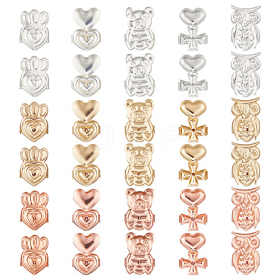 15 Pairs 15 Style Brass Friction Ear Nuts KK-AR0002-92-1