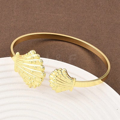 Marine Organism Brass Cuff Bangles for Women BJEW-D368-03H-G-1