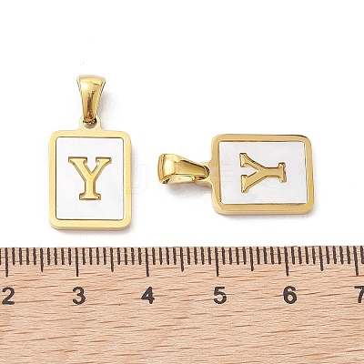 Ion Plating(IP) 304 Stainless Steel Pave Shell Pendants STAS-G327-01G-Y-1
