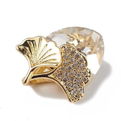 Real 18K Gold Plated Rack Plating Brass Micro Pave Clear Cubic Zirconia Pendants KK-C015-24G-10-1