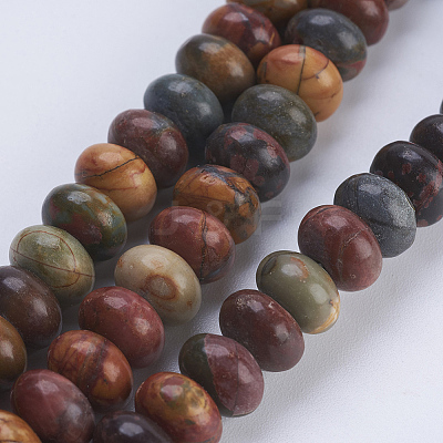 Natural Polychrome Jasper/Picasso Stone/Picasso Jasper Beads Strands X-G-P354-03-8x5mm-1