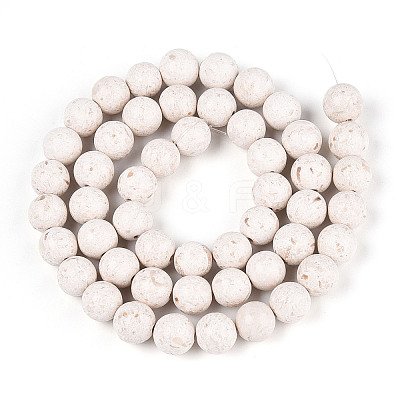 Dyed Natural Fossil Beads Strands G-T139-8mm-66A-1