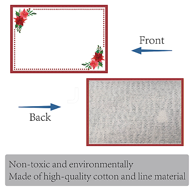 Rectangle with  Flower Pattern Cotton Linen Cloth Table Mat AJEW-WH0196-004-1