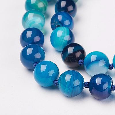 Natural Dyed Agate Beads Necklaces NJEW-F139-6mm-14-1