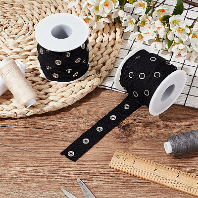 5 Yards Alloy Snap Button Tape Trim Polyester Ribbons DIY-OC0011-27B-1