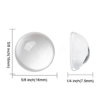 Transparent Half Round Glass Cabochons X-GGLA-R027-16mm-1