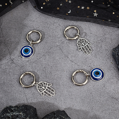 4Pcs 2 Styles Evil Eye & Hamsa Hand Alloy Shoe Charms AJEW-CP0006-42-1