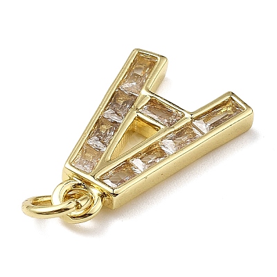 Brass Micro Pave Cubic Zirconia Pendants KK-V014-01G-01-1