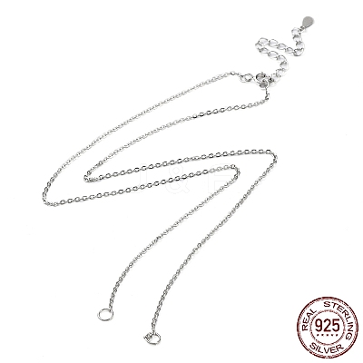 Rhodium Plated 925 Sterling Silver Cable Chains Necklace Makings STER-B001-01P-1