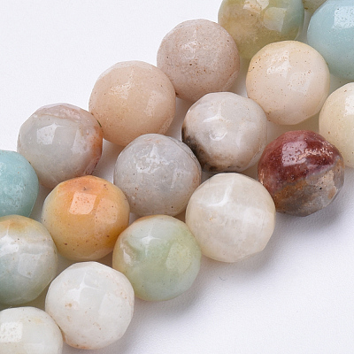 Natural Flower Amazonite Beads Strands G-S281-18-8mm-1